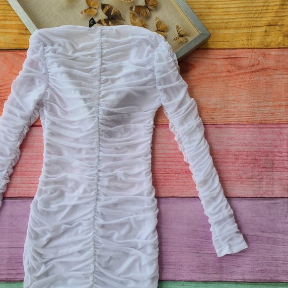 Princess Polly White Garter Mini Mesh Dress M - Picture 12 of 13